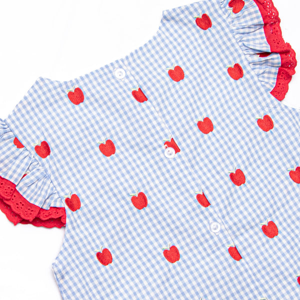 Grade School Gala Embroidered Diaper Set, Blue