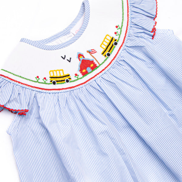School House Scholar Smocked Bishop Dress, Blue