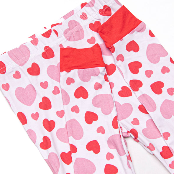 Bubbly Hearts Bamboo Pajama Set, Red