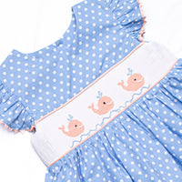 Blue Whale Waters Smocked Dress, Blue
