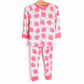 Very Strawberry Bamboo Pajama Set, Pink