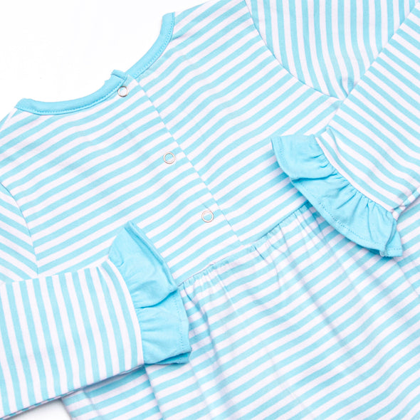 Blythe Long Sleeve Bubble, Aqua Stripe
