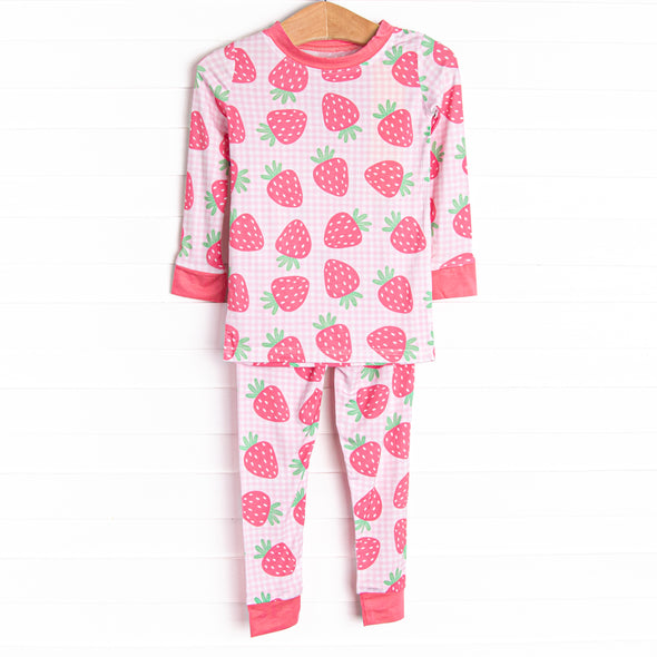 Very Strawberry Bamboo Pajama Set, Pink