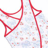 Apple Blossom Bows Applique Short Set, Blue