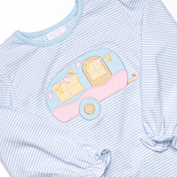 Caravan Camper Applique Legging Set, Blue Stripe