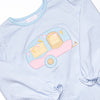 Caravan Camper Applique Legging Set, Blue Stripe