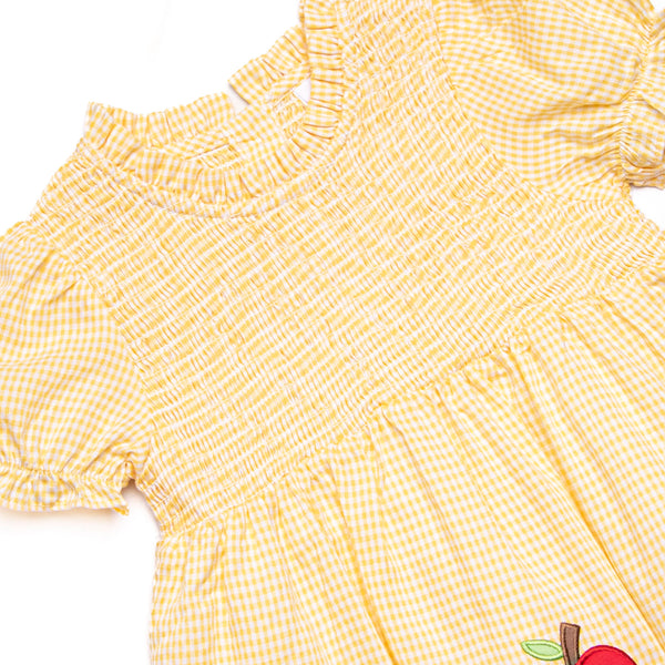 Schoolyard Scallops Applique Dress, Yellow
