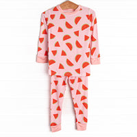 Sliced and Striped Bamboo Pajama Set, Red