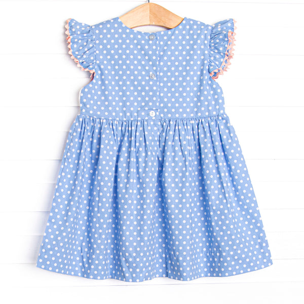 Blue Whale Waters Smocked Dress, Blue
