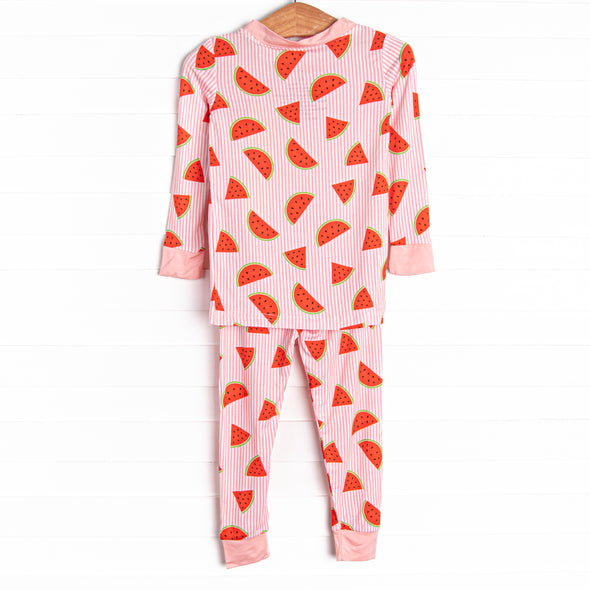 Sliced and Striped Bamboo Pajama Set, Red