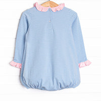 Shake Your Tail Feathers Applique Ruffle Bubble, Blue