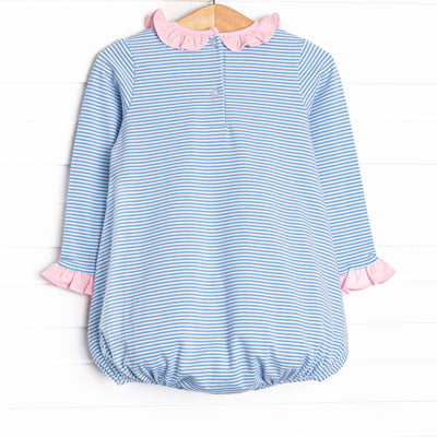 Shake Your Tail Feathers Applique Ruffle Bubble, Blue