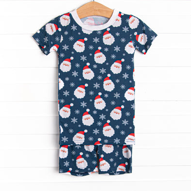 Seasonal Snowfall Bamboo Pajama Short Set, Navy