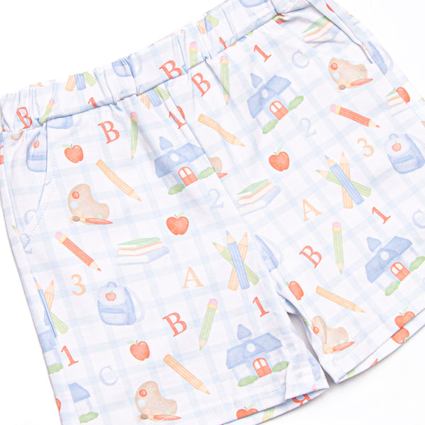 Lessons Learned Applique Short Set, Blue