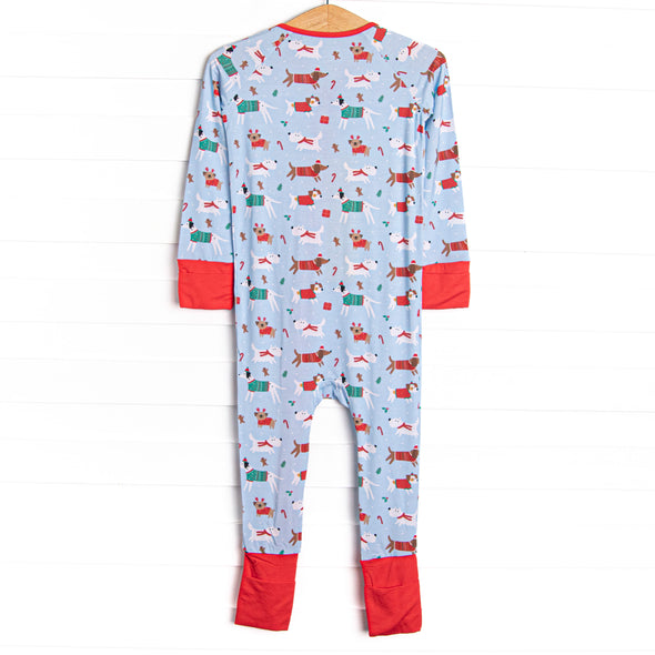 Pups and Presents Bamboo Zippy Pajama, Blue