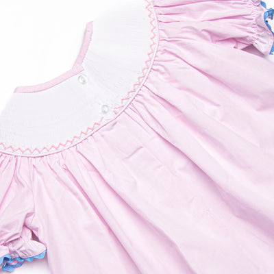 Ready, Set, School Smocked Bishop Dress, Pink