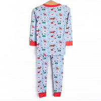 Pups and Presents Bamboo Pajama Set, Blue
