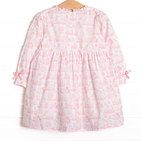 Fabled Fairytale Ruffle Neck Long Sleeve Dress, Pink