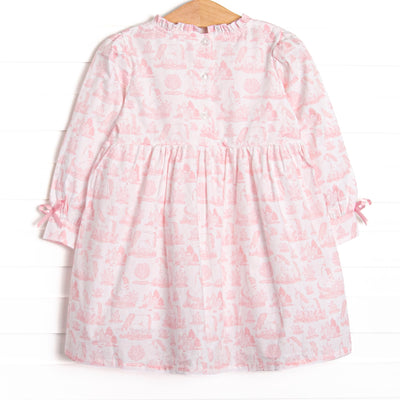 Fabled Fairytale Ruffle Neck Long Sleeve Dress, Pink