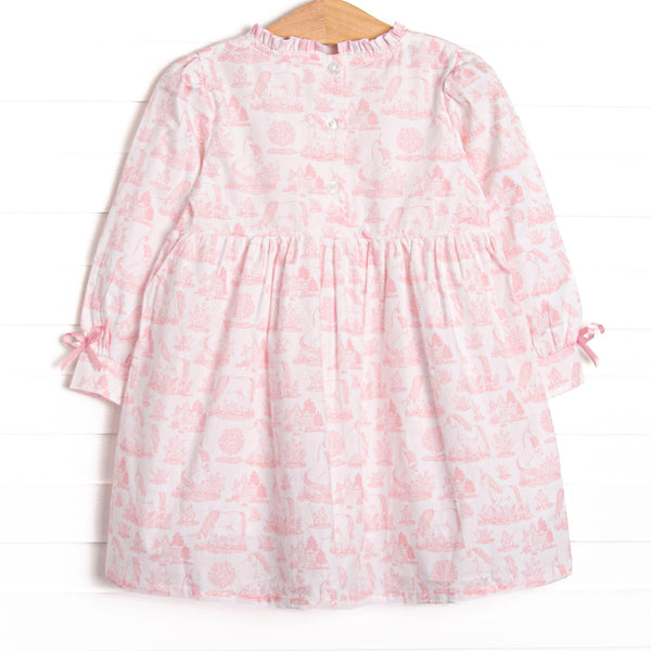 Fabled Fairytale Ruffle Neck Long Sleeve Dress, Pink