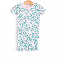 Patio Petals Bamboo Pajama Short Set, Green