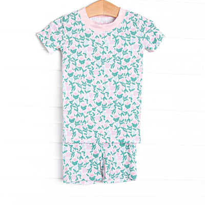 Patio Petals Bamboo Pajama Short Set, Green