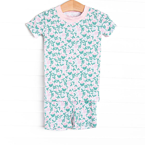Patio Petals Bamboo Pajama Short Set, Green