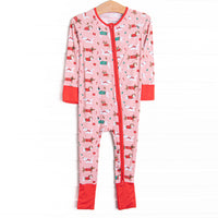 Pups and Presents Bamboo Zippy Pajama, Pink