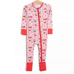 Pups and Presents Bamboo Zippy Pajama, Pink