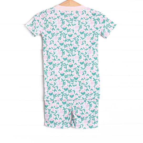 Patio Petals Bamboo Pajama Short Set, Green