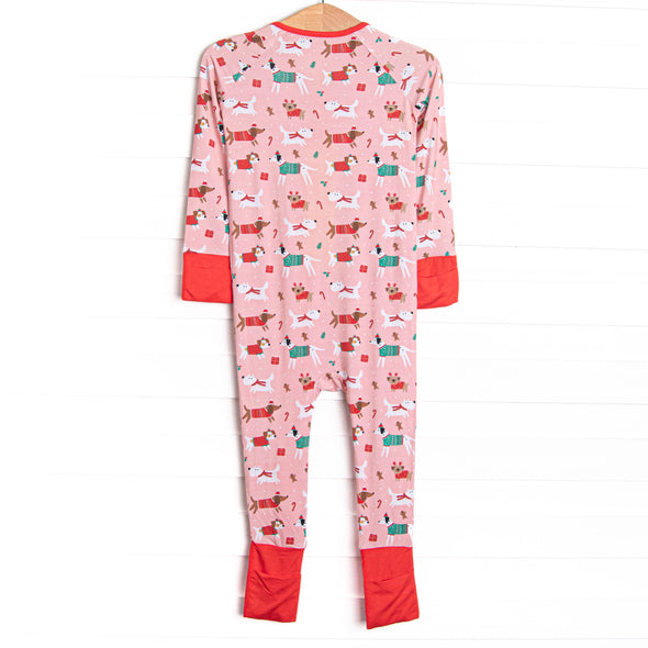 Pups and Presents Bamboo Zippy Pajama, Pink