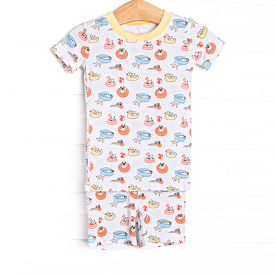 Pool Day Pooch Bamboo Pajama Short Set, Yellow