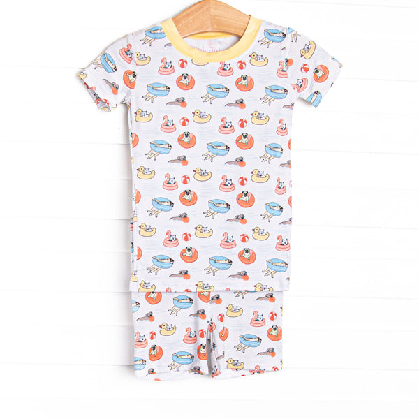 Pool Day Pooch Bamboo Pajama Short Set, Yellow