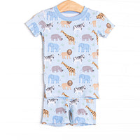 Safari Summer Bamboo Pajama Short Set, Blue