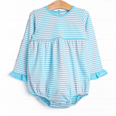Blythe Long Sleeve Bubble, Aqua Stripe