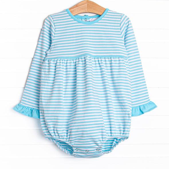 Blythe Long Sleeve Bubble, Aqua Stripe