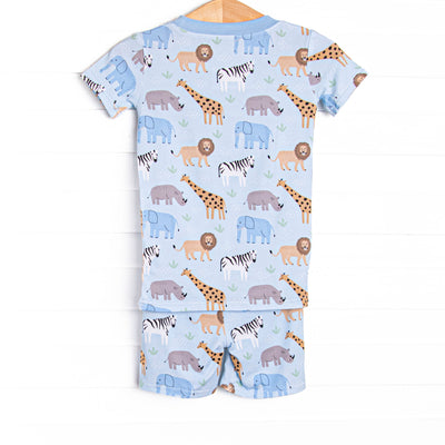 Safari Summer Bamboo Pajama Short Set, Blue