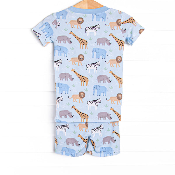 Safari Summer Bamboo Pajama Short Set, Blue