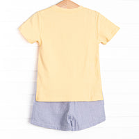 Colored Pencil Pal Applique Short Set, Yellow