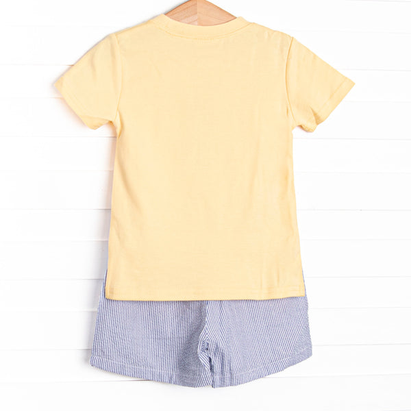 Colored Pencil Pal Applique Short Set, Yellow