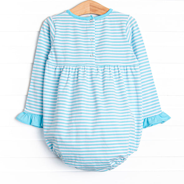 Blythe Long Sleeve Bubble, Aqua Stripe