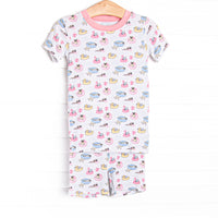 Pool Day Pooch Bamboo Pajama Short Set, Pink