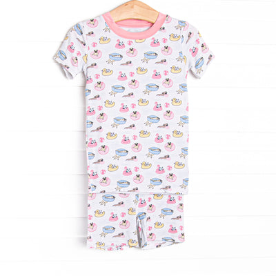 Pool Day Pooch Bamboo Pajama Short Set, Pink