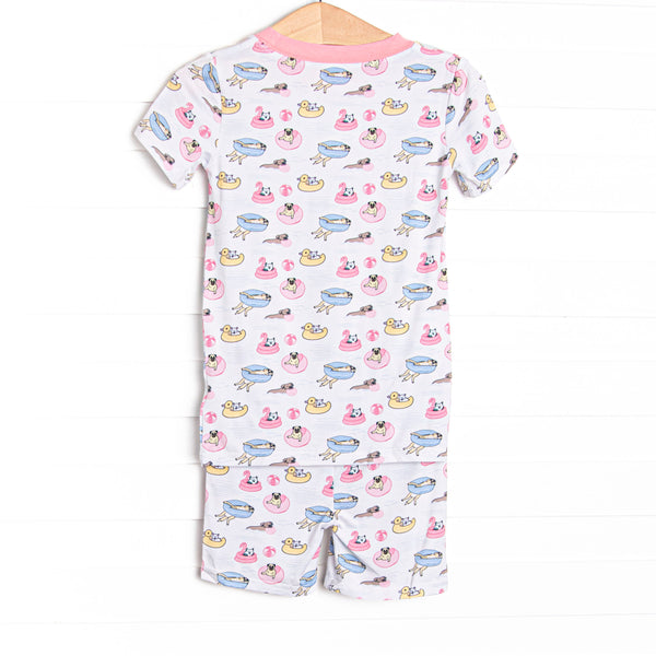 Pool Day Pooch Bamboo Pajama Short Set, Pink
