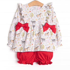 Down South Days Side Tie Bloomer Set, Red
