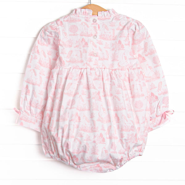 Fabled Fairytale Ruffle Neck Long Sleeve Bubble, Pink