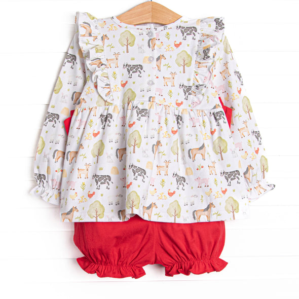 Down South Days Side Tie Bloomer Set, Red