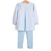 Caravan Camper Applique Legging Set, Blue Stripe