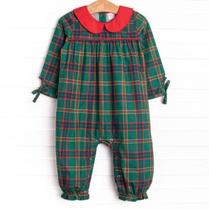 Tartan Traditions Collared Romper, Green