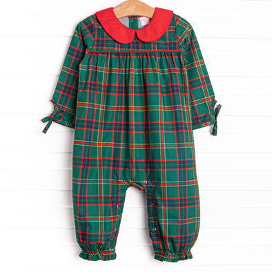 Tartan Traditions Collared Romper, Green